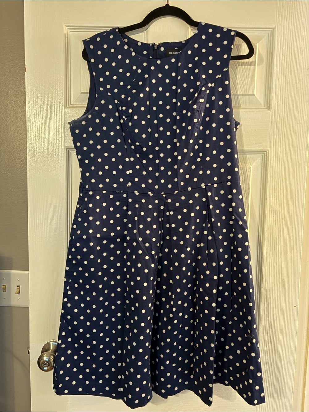 Liz Claiborne Navy Blue Polka Dot Fit & Flare Dress